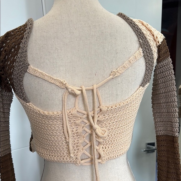 Striped Knit Crop Top - Brown and Tan - Picture 9 of 11